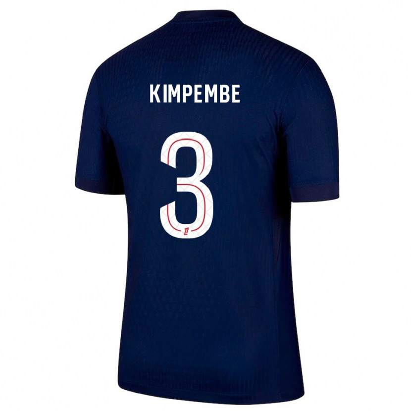 Danxen Criança Camisola Presnel Kimpembe #3 Azul Marinho Vermelho Principal 2025/26 Camisa