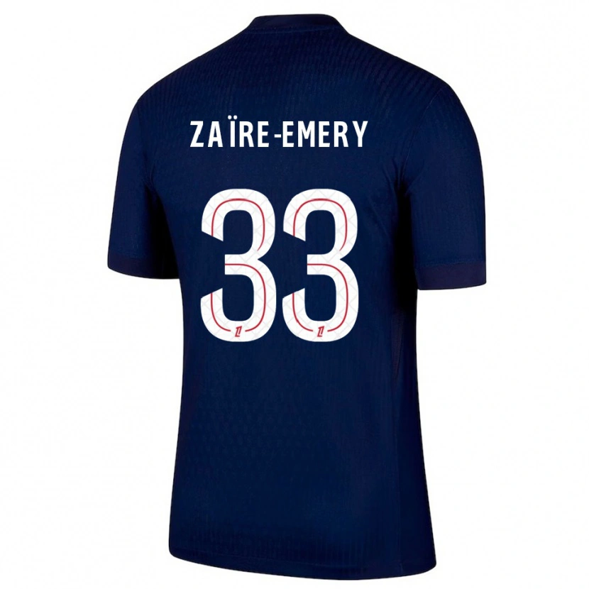 Danxen Criança Camisola Warren Zaïre-Emery #33 Azul Marinho Vermelho Principal 2025/26 Camisa