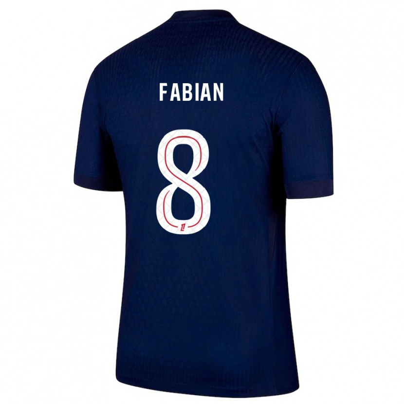 Danxen Criança Camisola Fabián Ruiz #8 Azul Marinho Vermelho Principal 2025/26 Camisa