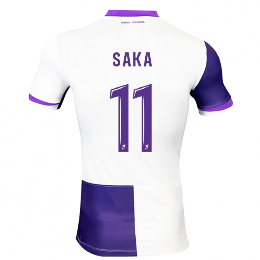 Danxen Criança Camisola Mathis Saka #11 Roxo Branco Principal 2025/26 Camisa
