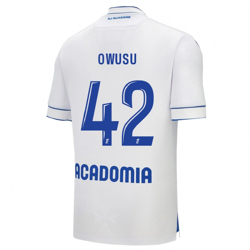 Danxen Criança Camisola Elisha Owusu #42 Branco Azul Principal 2025/26 Camisa