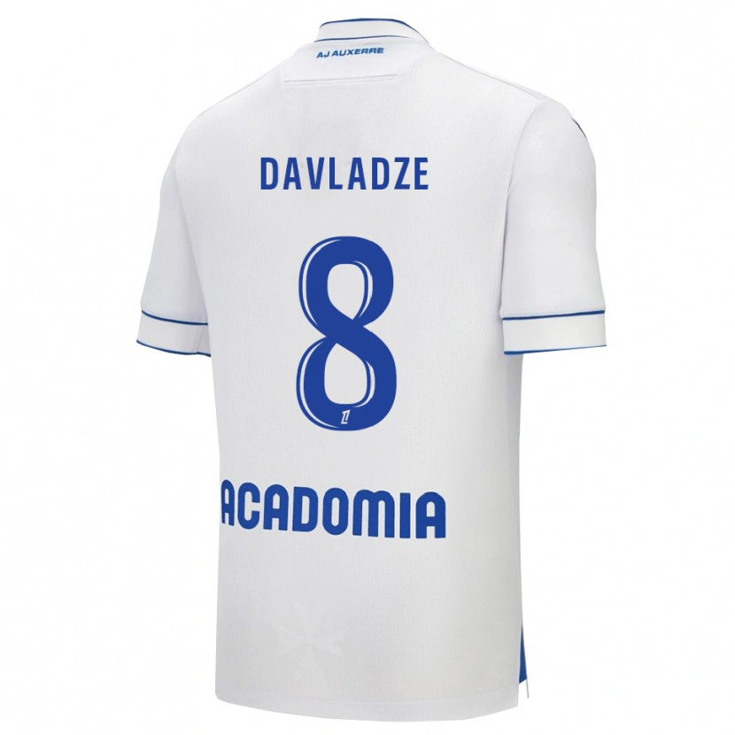 Danxen Criança Camisola Luca Davladze #8 Branco Azul Principal 2025/26 Camisa