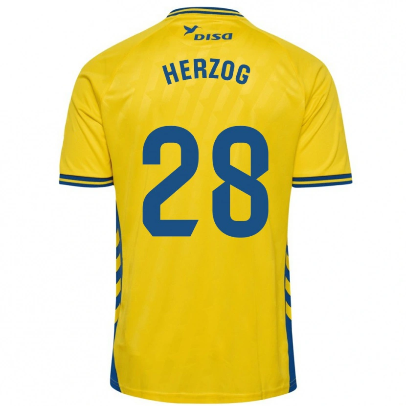 Danxen Criança Camisola Juanma Herzog #28 Amarelo Azul Principal 2025/26 Camisa