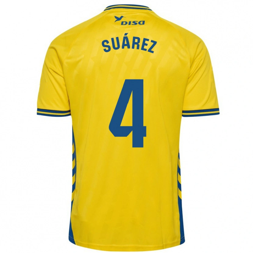 Danxen Criança Camisola Álex Suárez #4 Amarelo Azul Principal 2025/26 Camisa