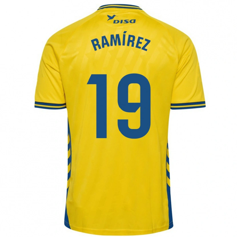 Danxen Criança Camisola Sandro Ramírez #19 Amarelo Azul Principal 2025/26 Camisa