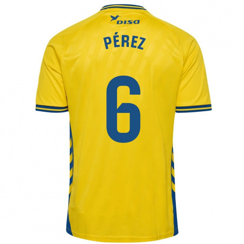 Danxen Criança Camisola Yoni Pérez #6 Amarelo Azul Principal 2025/26 Camisa
