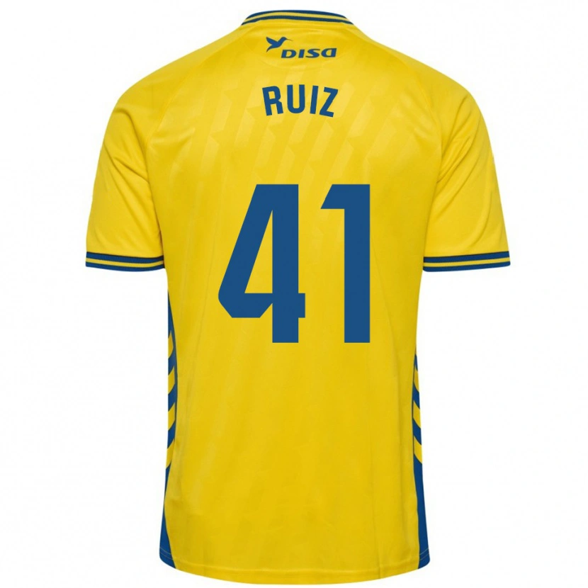 Danxen Criança Camisola Sergio Ruiz #41 Amarelo Azul Principal 2025/26 Camisa