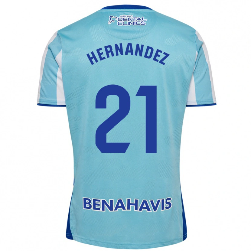 Danxen Criança Camisola Juan Hernández #21 Azul Celeste Branco Principal 2025/26 Camisa