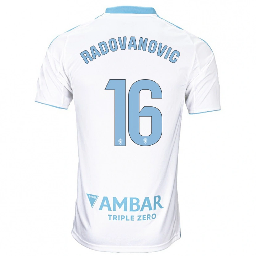 Danxen Criança Camisola Aleksandar Radovanovic #16 Branco Azul Celeste Principal 2025/26 Camisa
