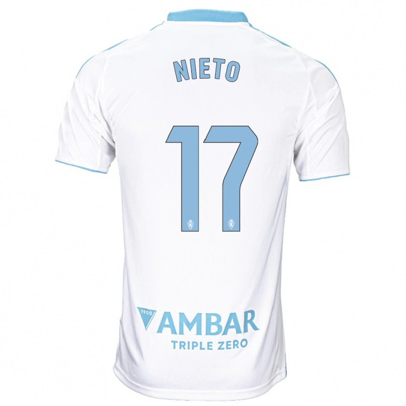 Danxen Criança Camisola Carlos Nieto #17 Branco Azul Celeste Principal 2025/26 Camisa