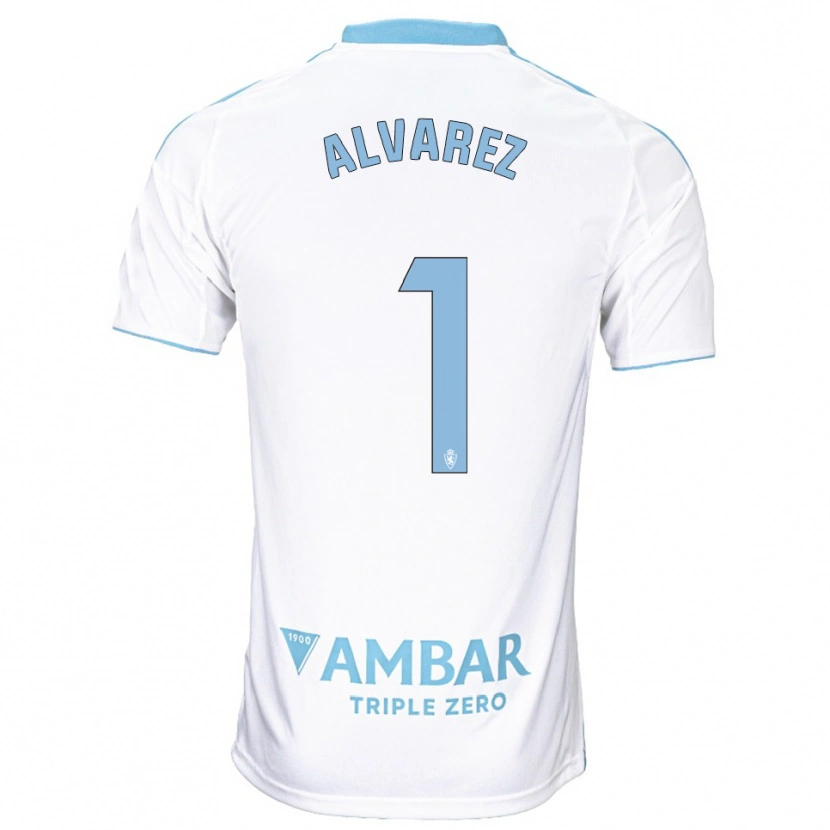 Danxen Criança Camisola Cristian Álvarez #1 Branco Azul Celeste Principal 2025/26 Camisa