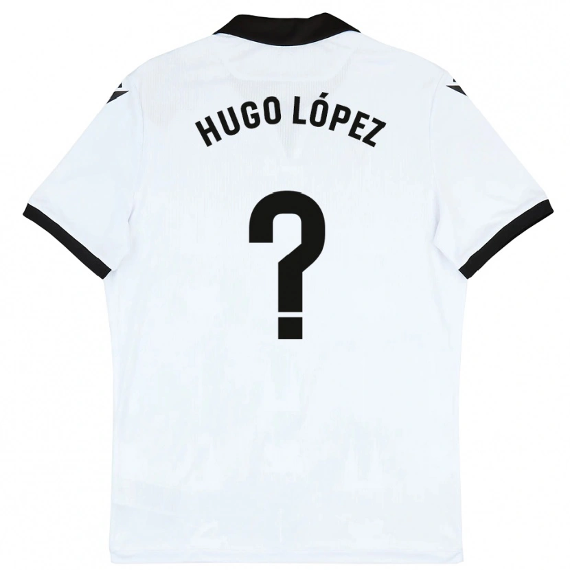 Danxen Criança Camisola Hugo López #0 Branco Preto Principal 2025/26 Camisa
