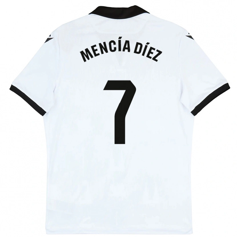 Danxen Criança Camisola Mencía Díez #7 Branco Preto Principal 2025/26 Camisa