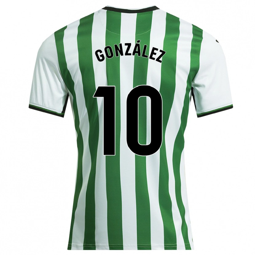 Danxen Criança Camisola Jacobo González #10 Branco Verde Principal 2025/26 Camisa
