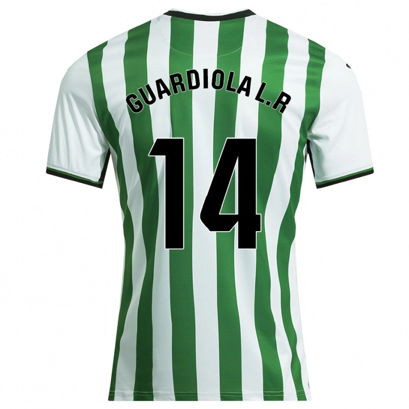 Danxen Criança Camisola Sergi Guardiola #14 Branco Verde Principal 2025/26 Camisa