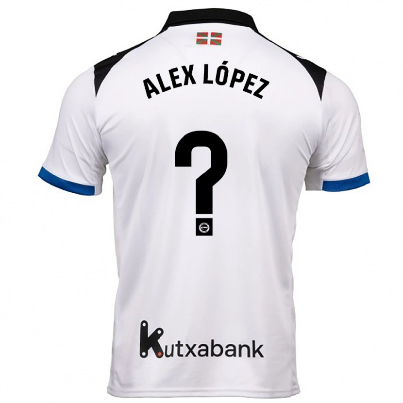 Danxen Criança Camisola Alex López #0 Branco Azul Alternativa 2025/26 Camisa