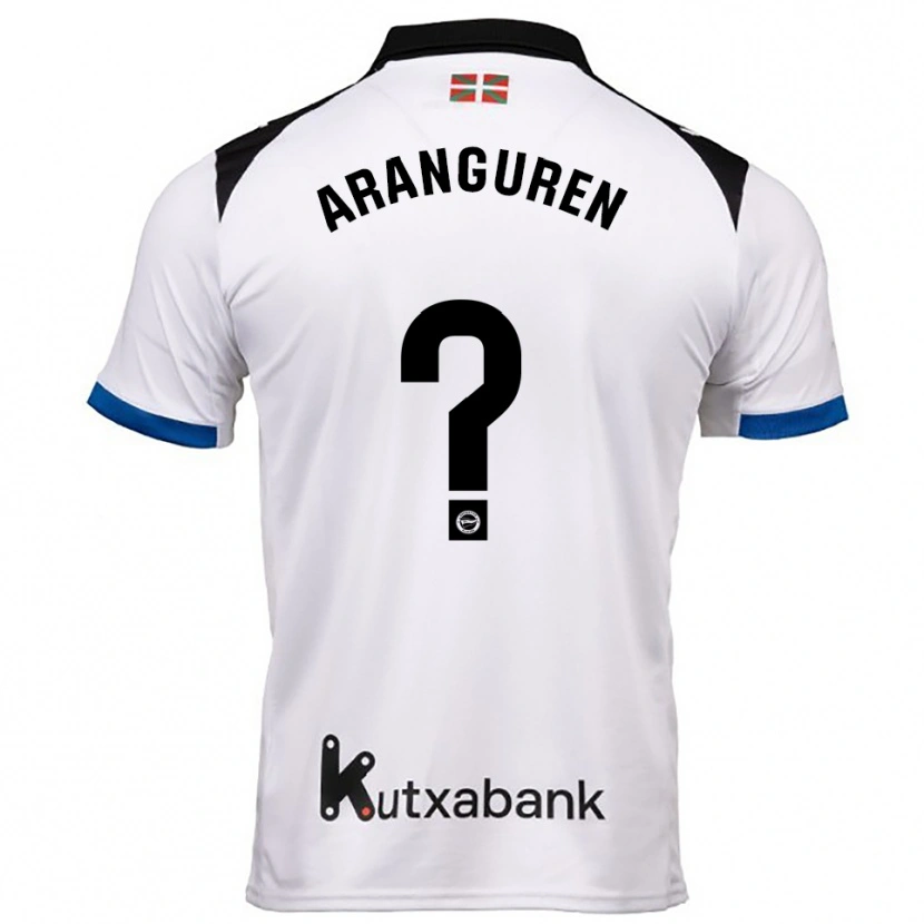 Danxen Criança Camisola Aitor Aranguren #0 Branco Azul Alternativa 2025/26 Camisa