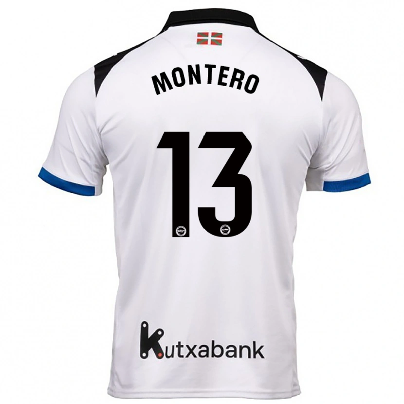 Danxen Criança Camisola Rubén Montero #13 Branco Azul Alternativa 2025/26 Camisa