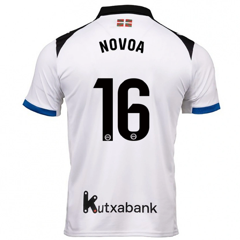 Danxen Criança Camisola Hugo Novoa #16 Branco Azul Alternativa 2025/26 Camisa