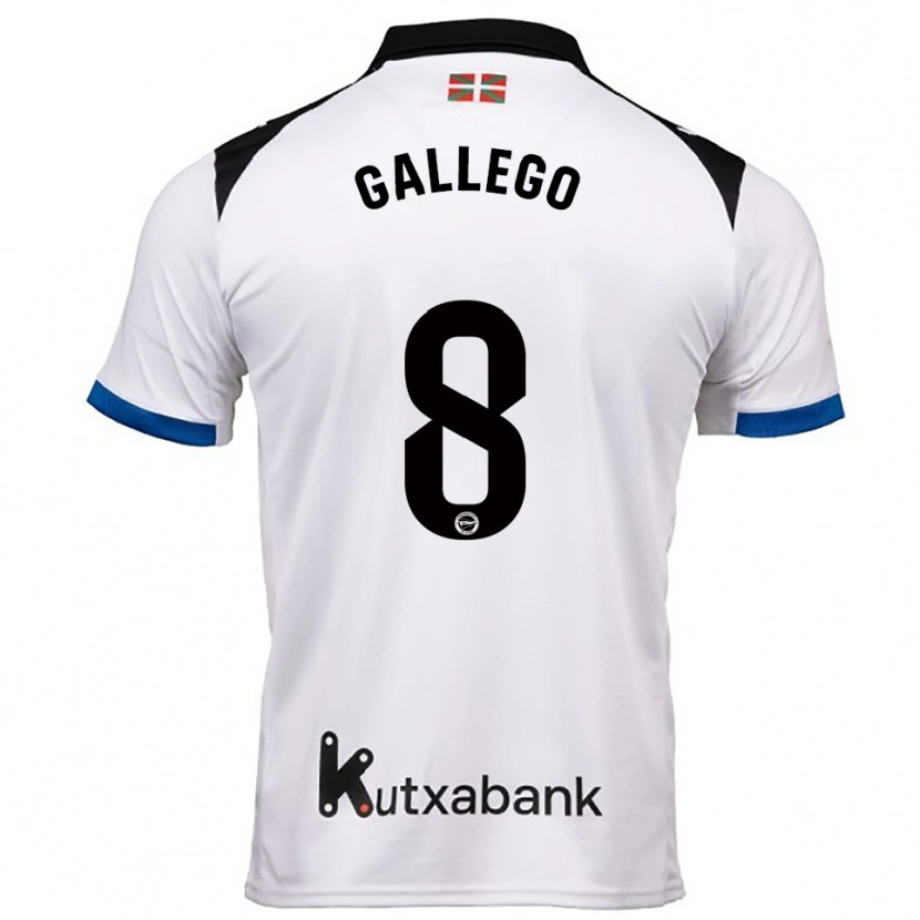 Danxen Criança Camisola Óscar Gallego #8 Branco Azul Alternativa 2025/26 Camisa