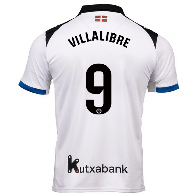 Danxen Criança Camisola Asier Villalibre #9 Branco Azul Alternativa 2025/26 Camisa