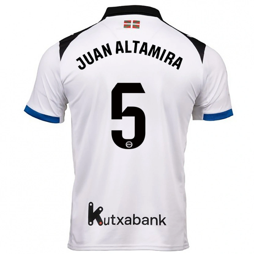 Danxen Criança Camisola Ines Juan Altamira #5 Branco Azul Alternativa 2025/26 Camisa