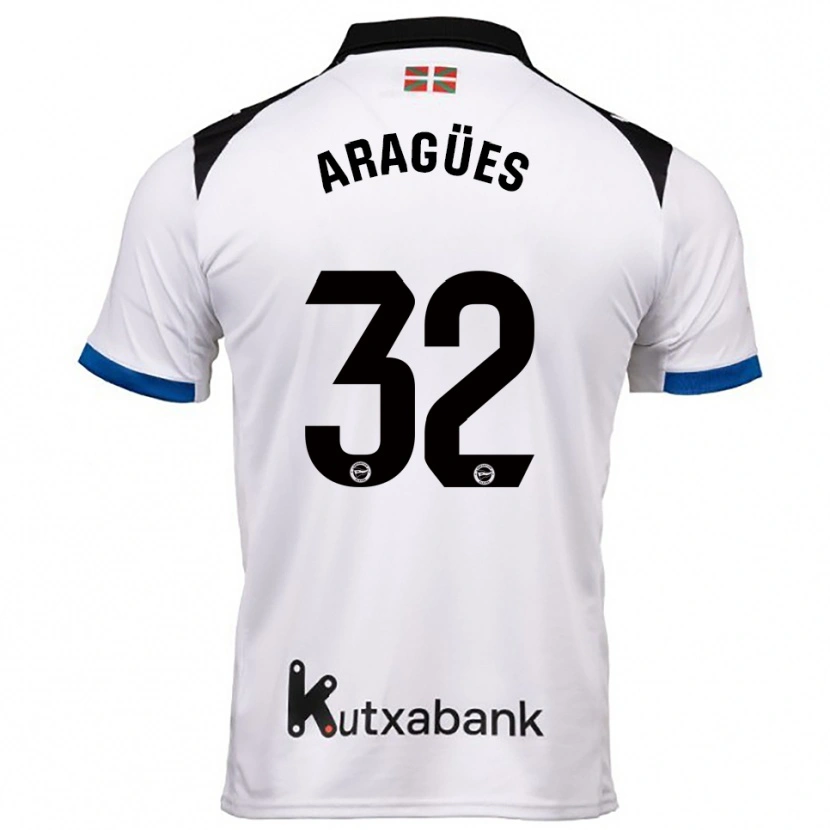 Danxen Criança Camisola Chema Aragües #32 Branco Azul Alternativa 2025/26 Camisa