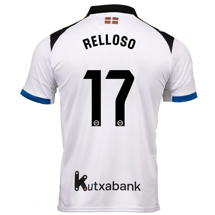 Danxen Criança Camisola Mikel Relloso #17 Branco Azul Alternativa 2025/26 Camisa