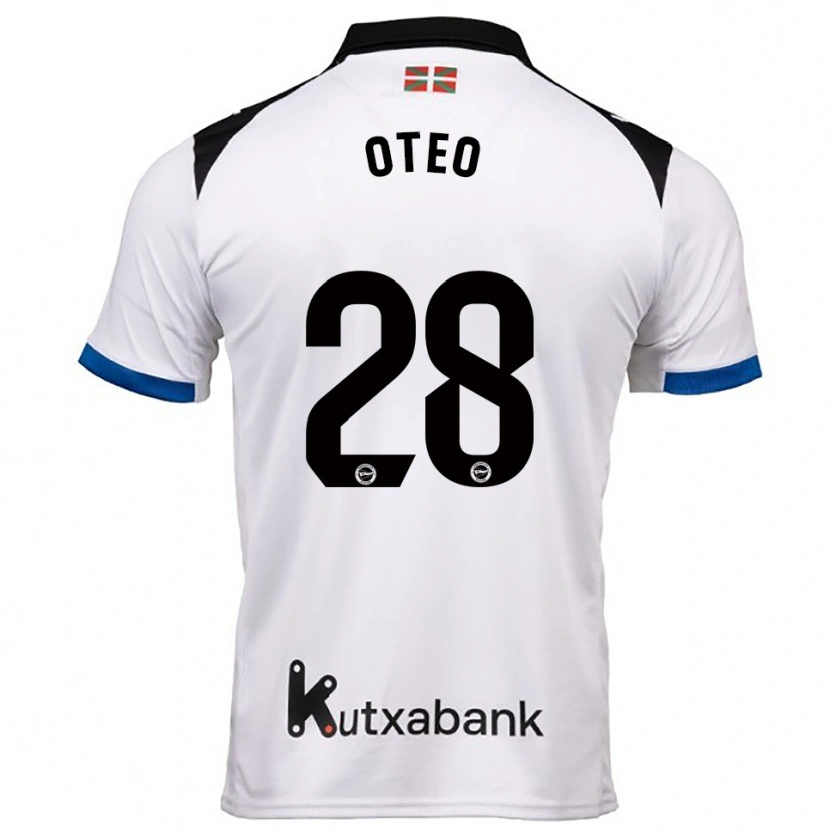 Danxen Criança Camisola Iñigo Oteo #28 Branco Azul Alternativa 2025/26 Camisa