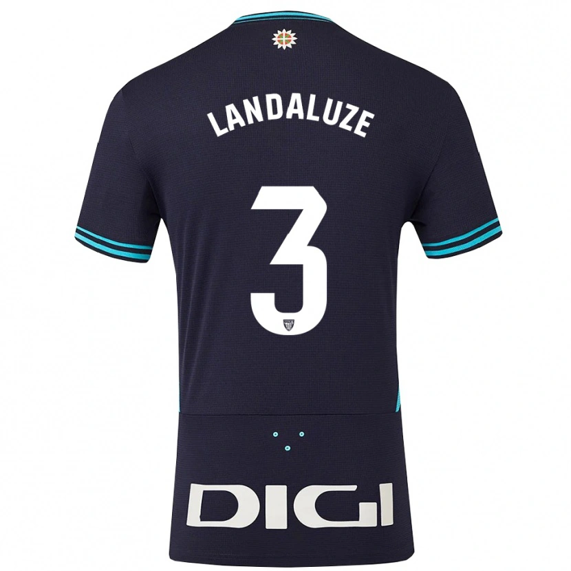 Danxen Criança Camisola Naia Landaluze Marquínez #3 Azul Marinho Azul Celeste Alternativa 2025/26 Camisa