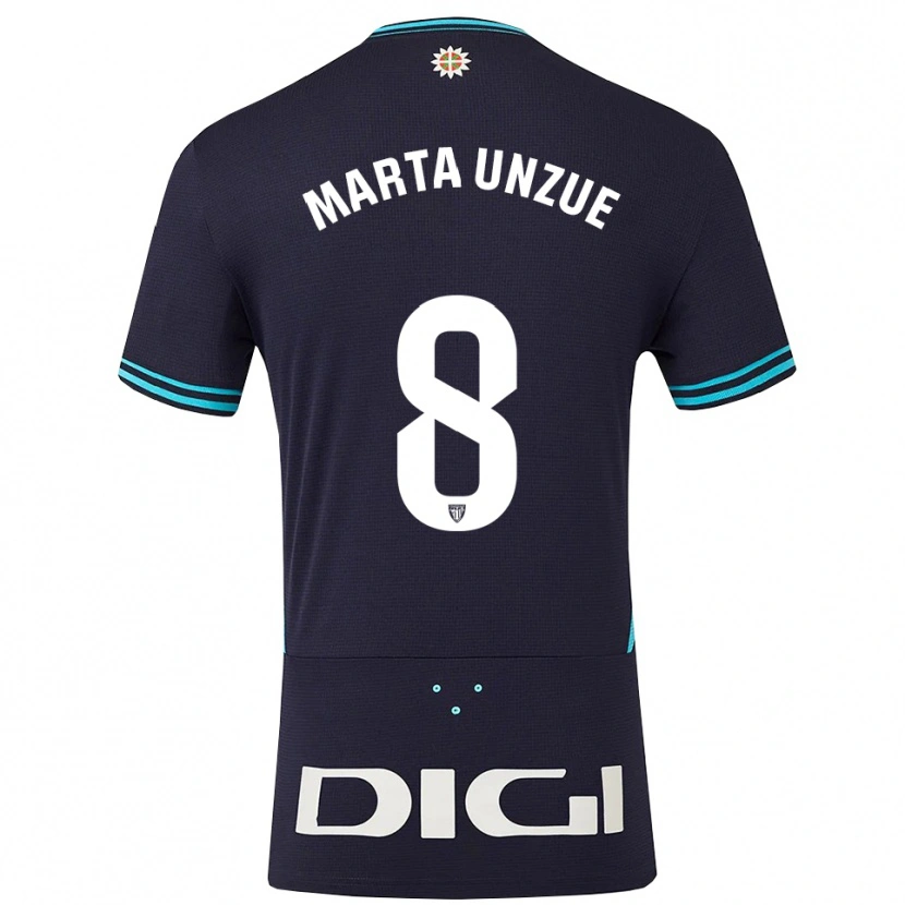 Danxen Criança Camisola Marta Unzué Urdániz #8 Azul Marinho Azul Celeste Alternativa 2025/26 Camisa