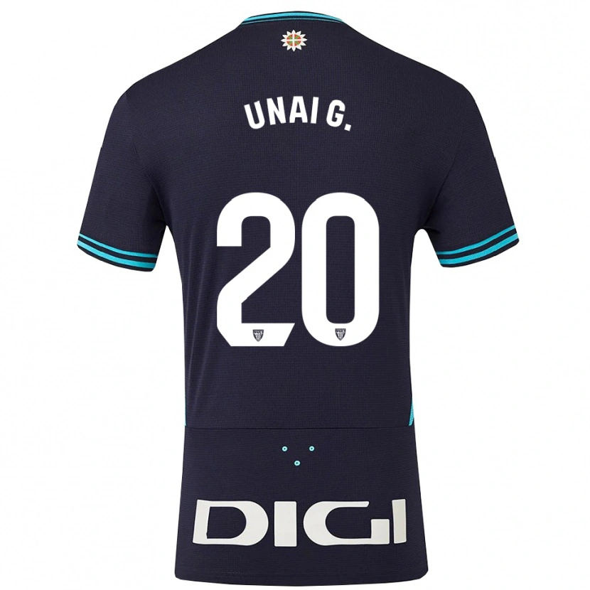 Danxen Criança Camisola Unai Gómez #20 Azul Marinho Azul Celeste Alternativa 2025/26 Camisa