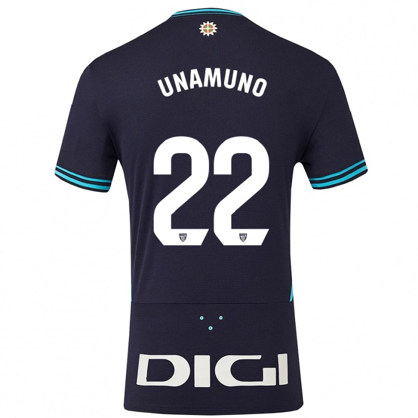 Danxen Criança Camisola Oier Unamuno #22 Azul Marinho Azul Celeste Alternativa 2025/26 Camisa