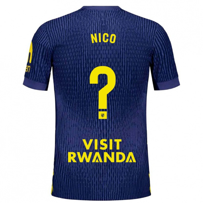 Danxen Criança Camisola Nico Fernández #0 Azul Marinho Amarelo Alternativa 2025/26 Camisa