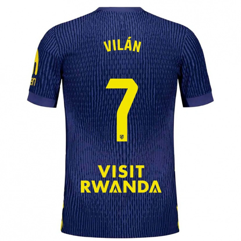 Danxen Criança Camisola David Vilán #7 Azul Marinho Amarelo Alternativa 2025/26 Camisa