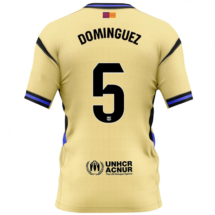 Danxen Criança Camisola Sergi Dominguez #5 Amarelo Preto Alternativa 2025/26 Camisa