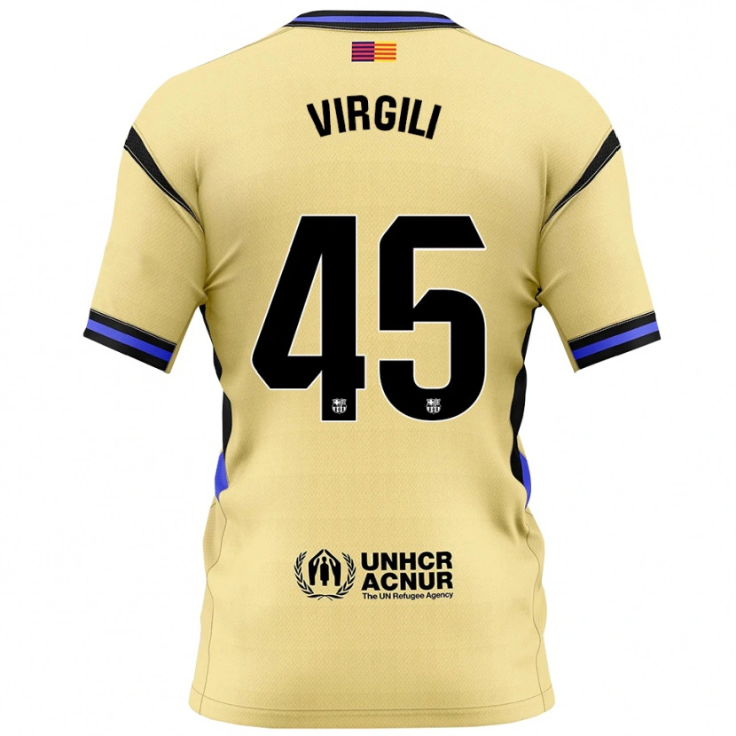 Danxen Criança Camisola Jan Virgili #45 Amarelo Preto Alternativa 2025/26 Camisa