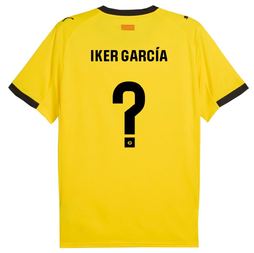 Danxen Criança Camisola Iker García #0 Amarelo Preto Alternativa 2025/26 Camisa