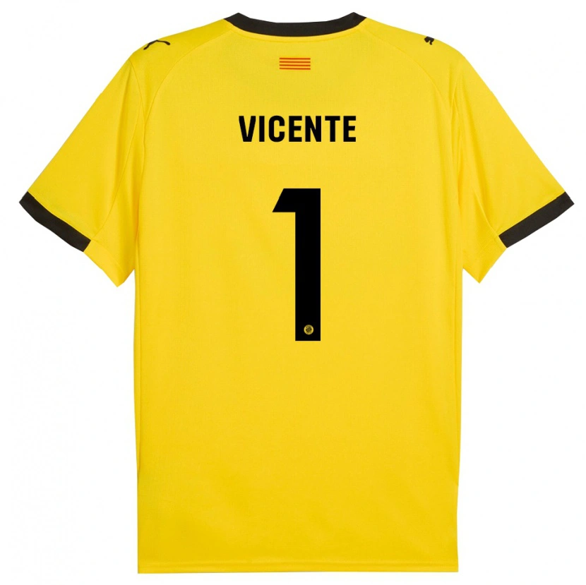 Danxen Criança Camisola Diego Vicente #1 Amarelo Preto Alternativa 2025/26 Camisa
