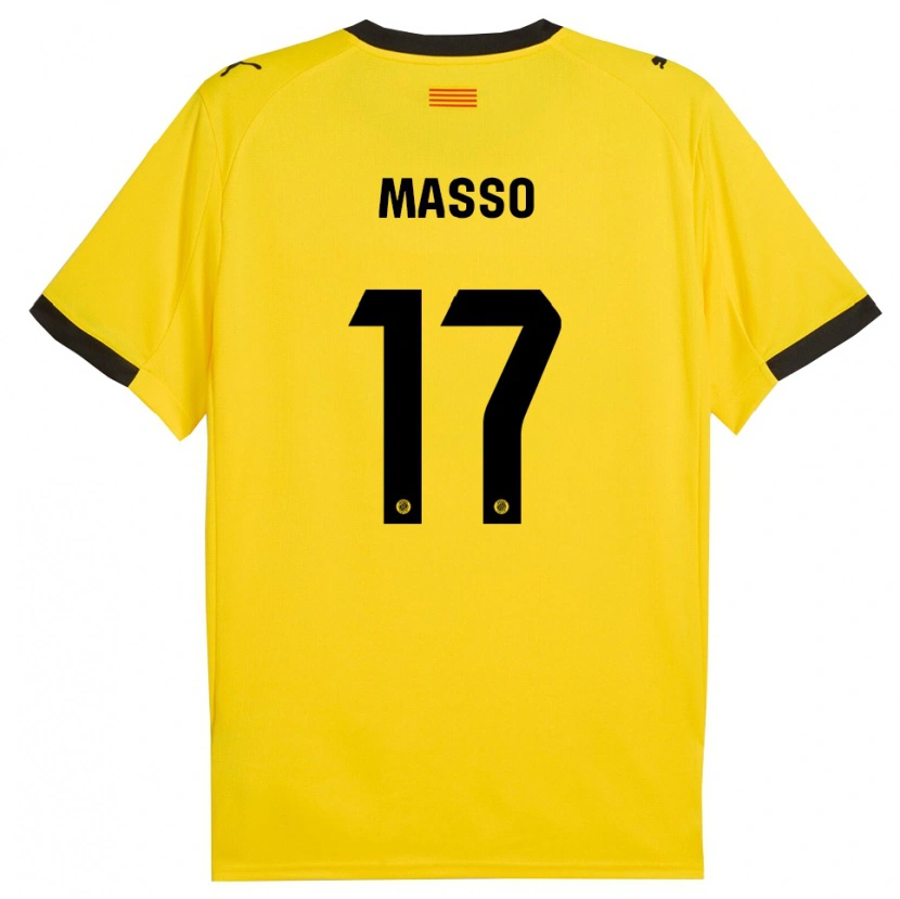 Danxen Criança Camisola Ainoa Massó #17 Amarelo Preto Alternativa 2025/26 Camisa