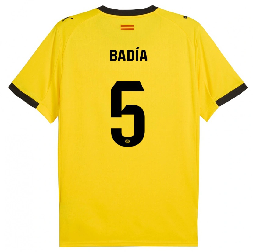 Danxen Criança Camisola Guillem Badia #5 Amarelo Preto Alternativa 2025/26 Camisa
