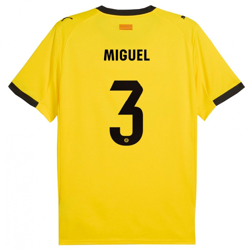 Danxen Criança Camisola Miguel Gutiérrez #3 Amarelo Preto Alternativa 2025/26 Camisa