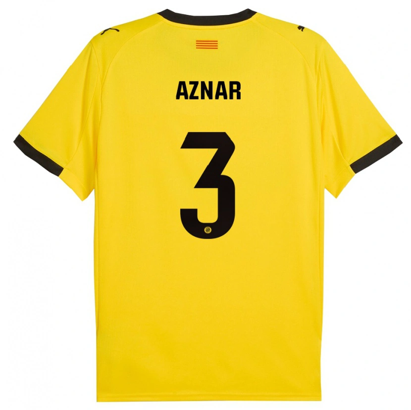 Danxen Criança Camisola Marc Aznar #3 Amarelo Preto Alternativa 2025/26 Camisa