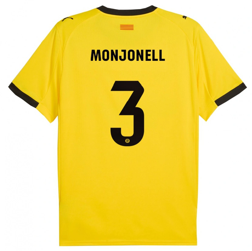 Danxen Criança Camisola Eric Monjonell #3 Amarelo Preto Alternativa 2025/26 Camisa