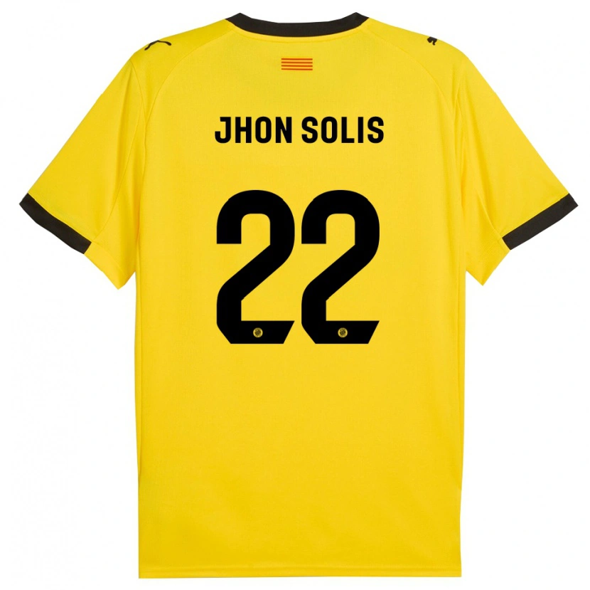 Danxen Criança Camisola Jhon Solís #22 Amarelo Preto Alternativa 2025/26 Camisa