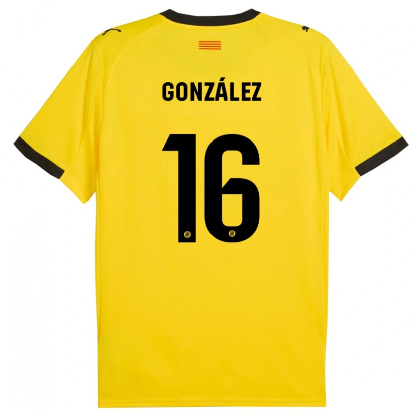 Danxen Criança Camisola Lau González #16 Amarelo Preto Alternativa 2025/26 Camisa