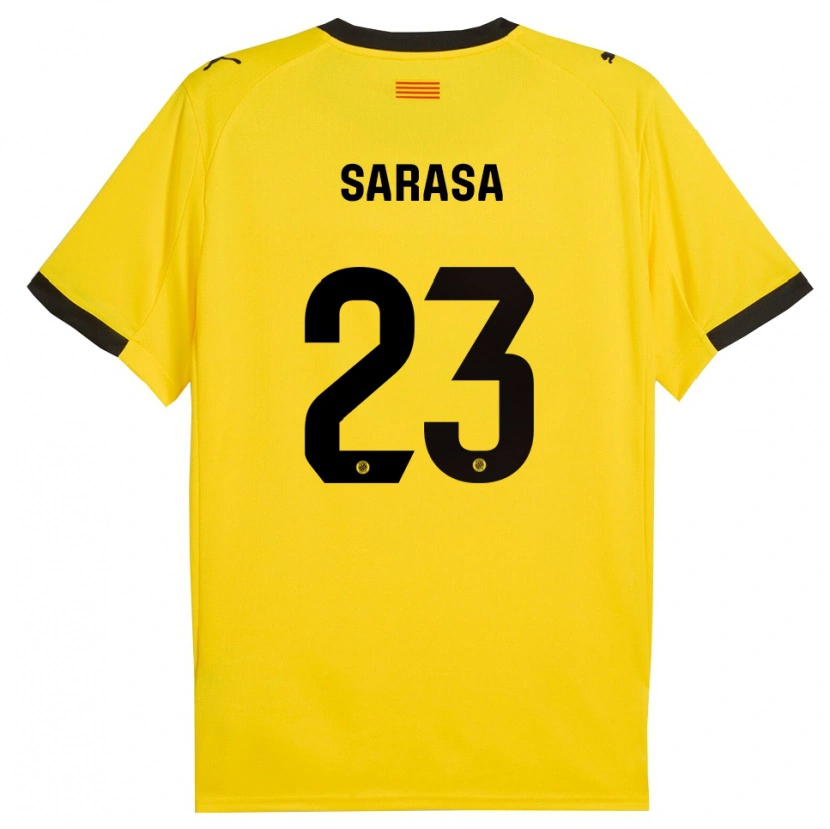 Danxen Criança Camisola Javi Sarasa #23 Amarelo Preto Alternativa 2025/26 Camisa