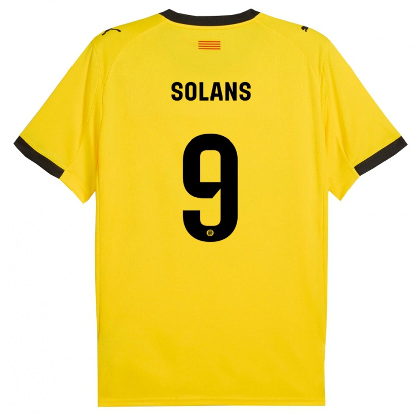 Danxen Criança Camisola Sergi Solans #9 Amarelo Preto Alternativa 2025/26 Camisa