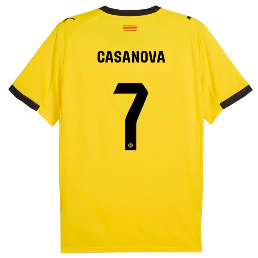 Danxen Criança Camisola Àstrid Casanova #7 Amarelo Preto Alternativa 2025/26 Camisa
