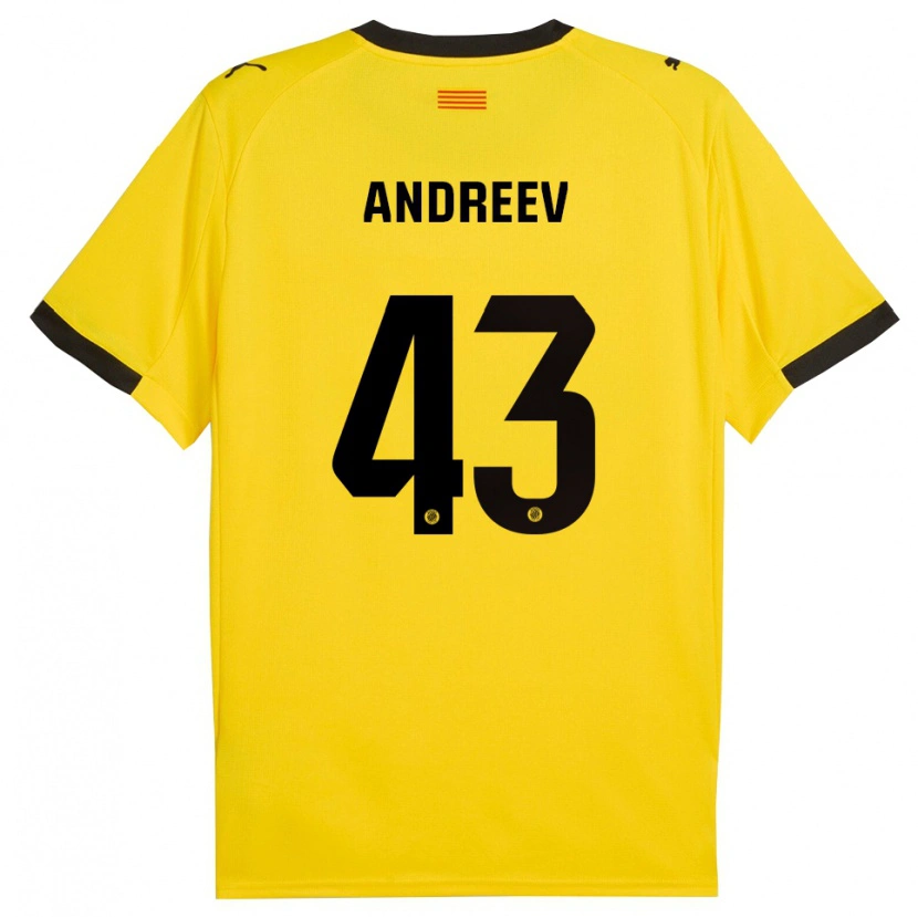 Danxen Criança Camisola Aleksandar Andreev #43 Amarelo Preto Alternativa 2025/26 Camisa